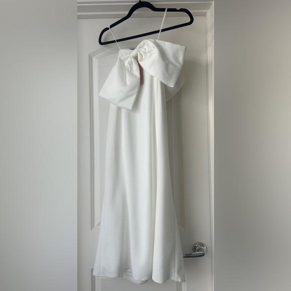 BHLDN Stretch Crepe Back Bow Strapless Midi Dress - Picture 4 of 9